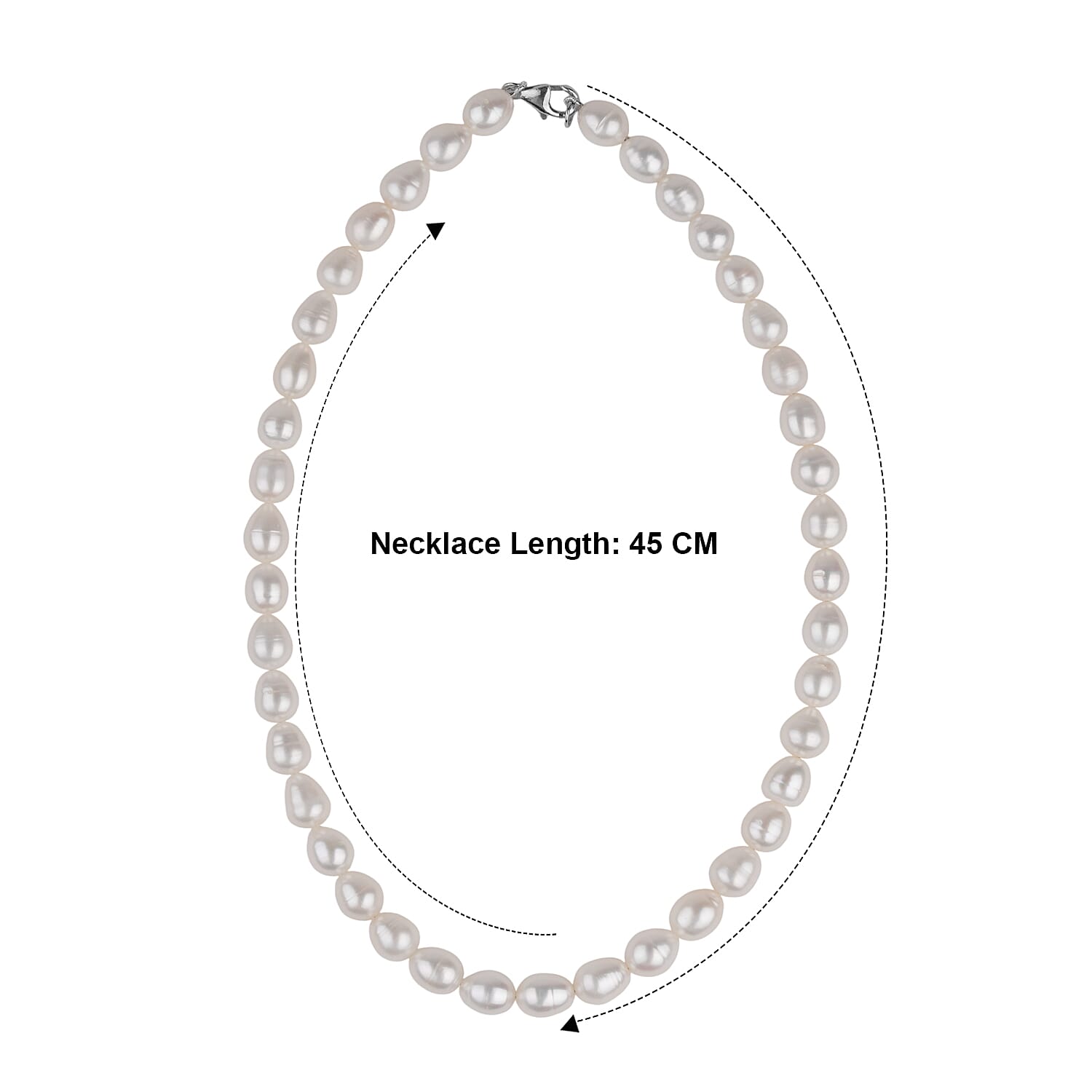 Las Vegas Closeout Deals Fresh Water Pearl 12x9MM Sterling Silver Necklace (Size - 18) with Lobster Clasp 230.00 Ct