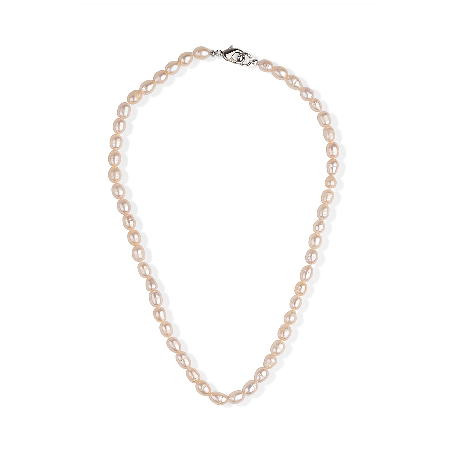 LA Closeout Deals Peach Fresh Water Pearl Necklace (Size - 16) With Lobster Clasp 75.00 Ct.