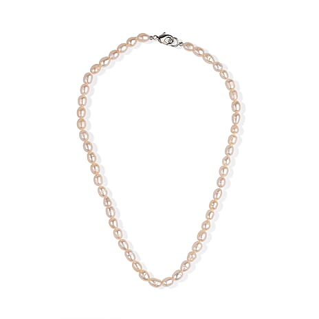 LA Closeout Deals Peach Fresh Water Pearl Necklace (Size - 16) With Lobster Clasp 75.00 Ct.