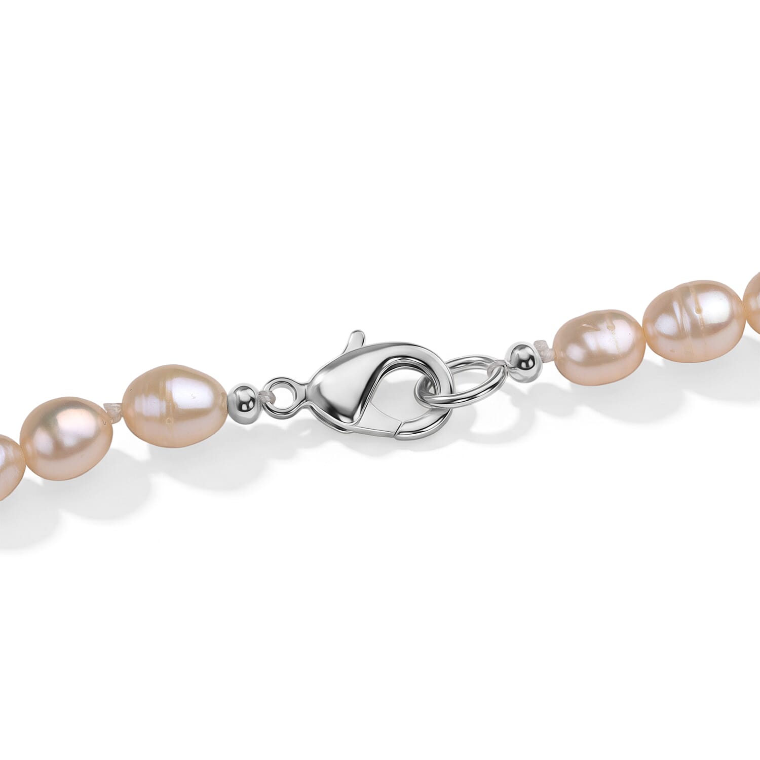 LA Closeout Deals Peach Fresh Water Pearl Necklace (Size - 16) With Lobster Clasp 75.00 Ct.