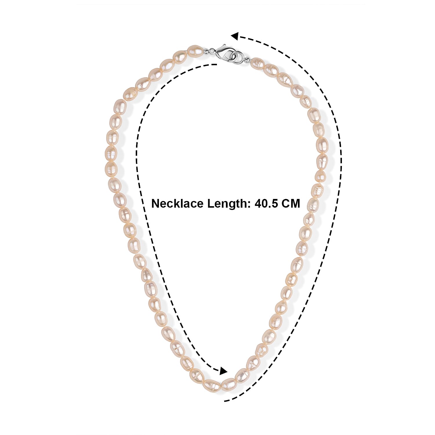 LA Closeout Deals Peach Fresh Water Pearl Necklace (Size - 16) With Lobster Clasp 75.00 Ct.