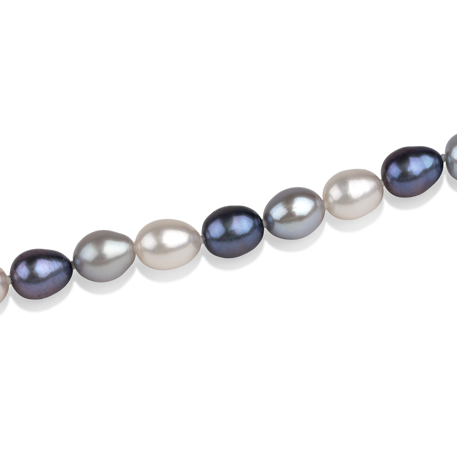 LA Closeout Deals Peacock Pearl,Silver & White Fresh Water Pearl Necklace (Size - 18) with Sterling Silver Ball Clasp