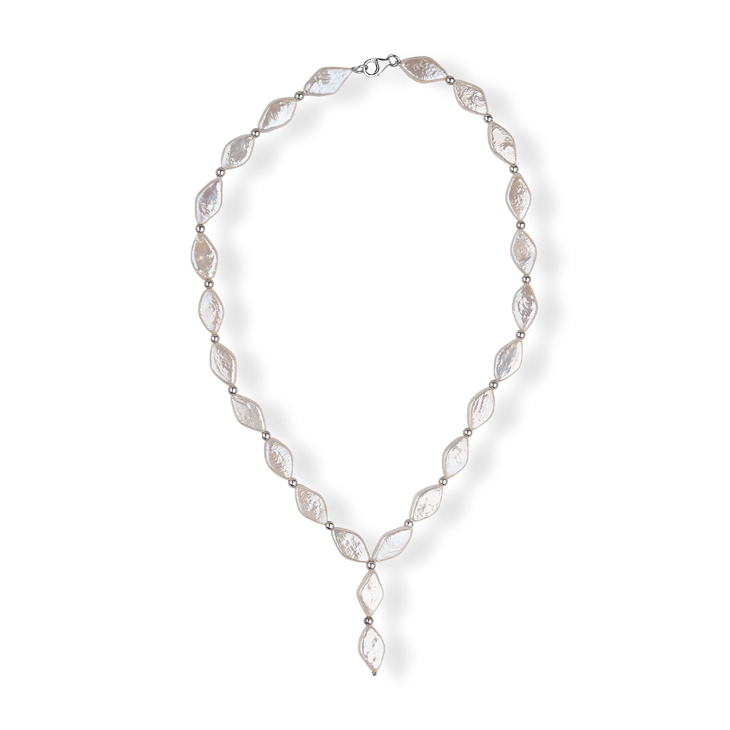 LA Closeout Deals White Fresh Water Pearl Necklace (Size - 16) With Sterling Silver Lobster Clasp.