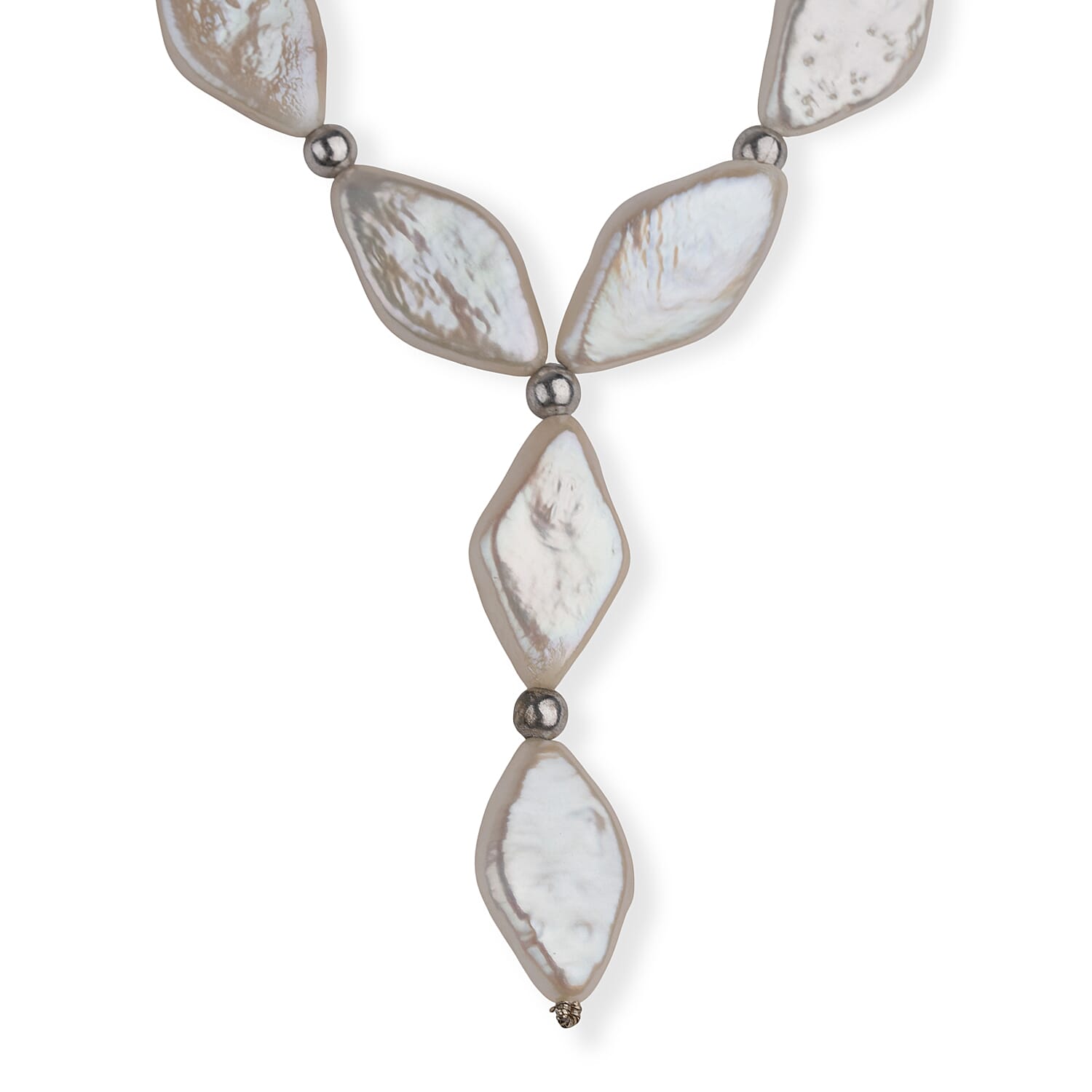 LA Closeout Deals White Fresh Water Pearl Necklace (Size - 16) With Sterling Silver Lobster Clasp.