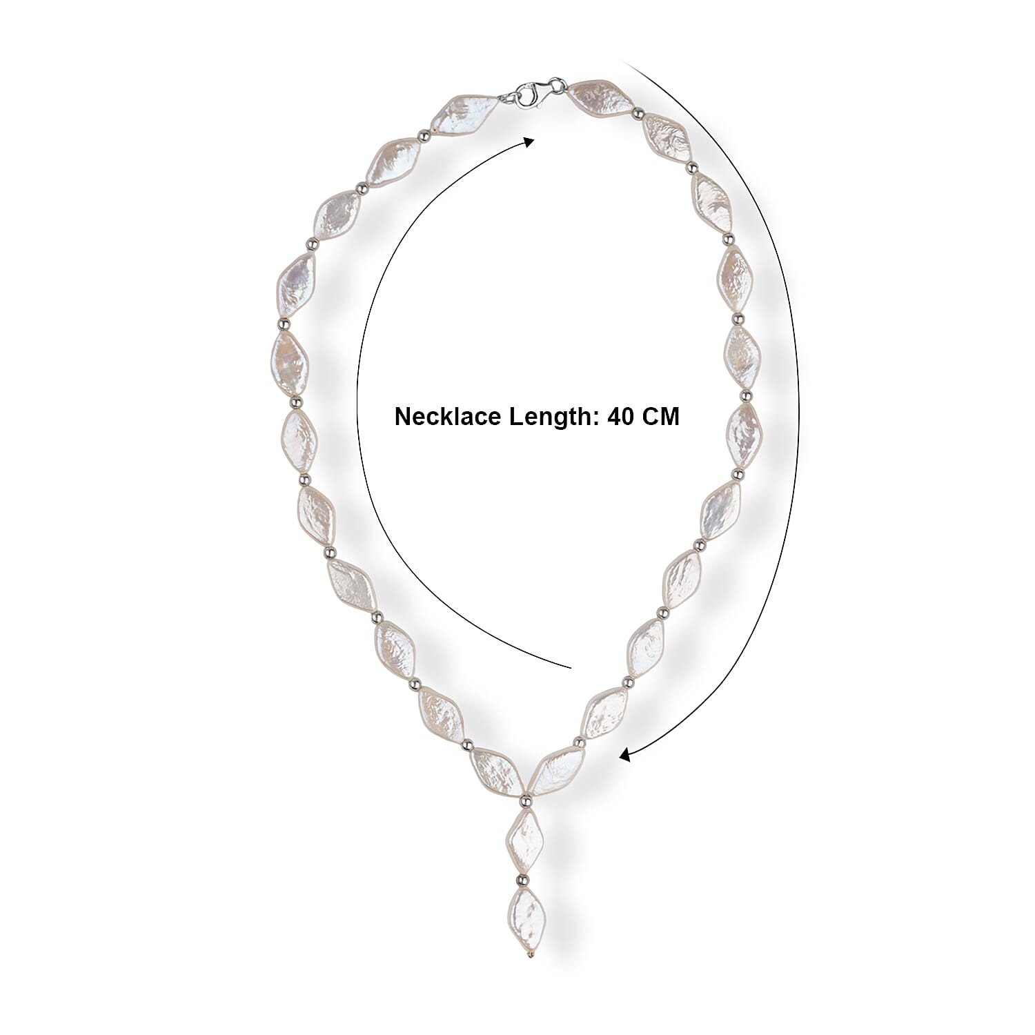 LA Closeout Deals White Fresh Water Pearl Necklace (Size - 16) With Sterling Silver Lobster Clasp.