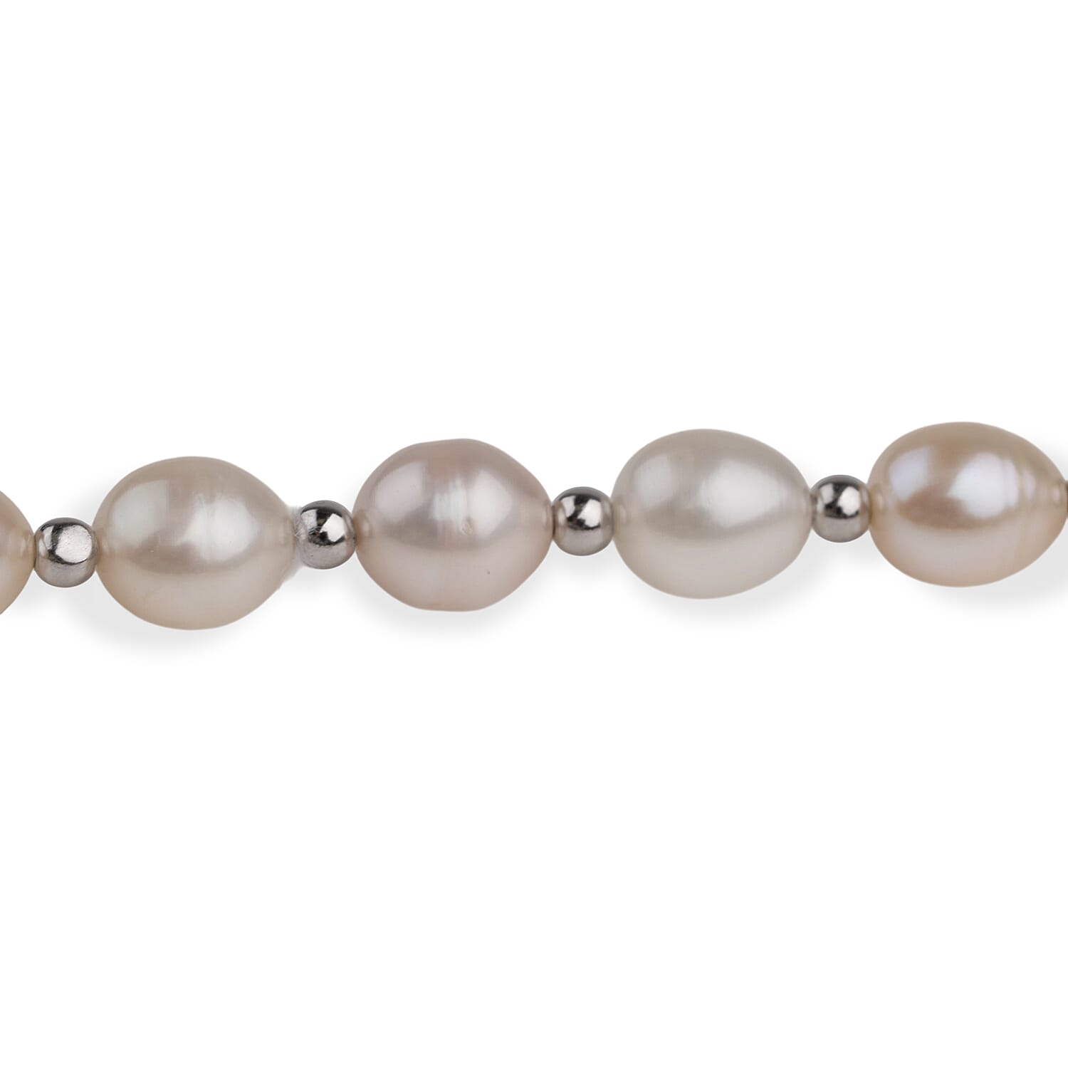 LA Closeout Deals Peach & White Fresh Water Pearl Necklace (Size - 16) With Sterling Silver Lobster Clasp