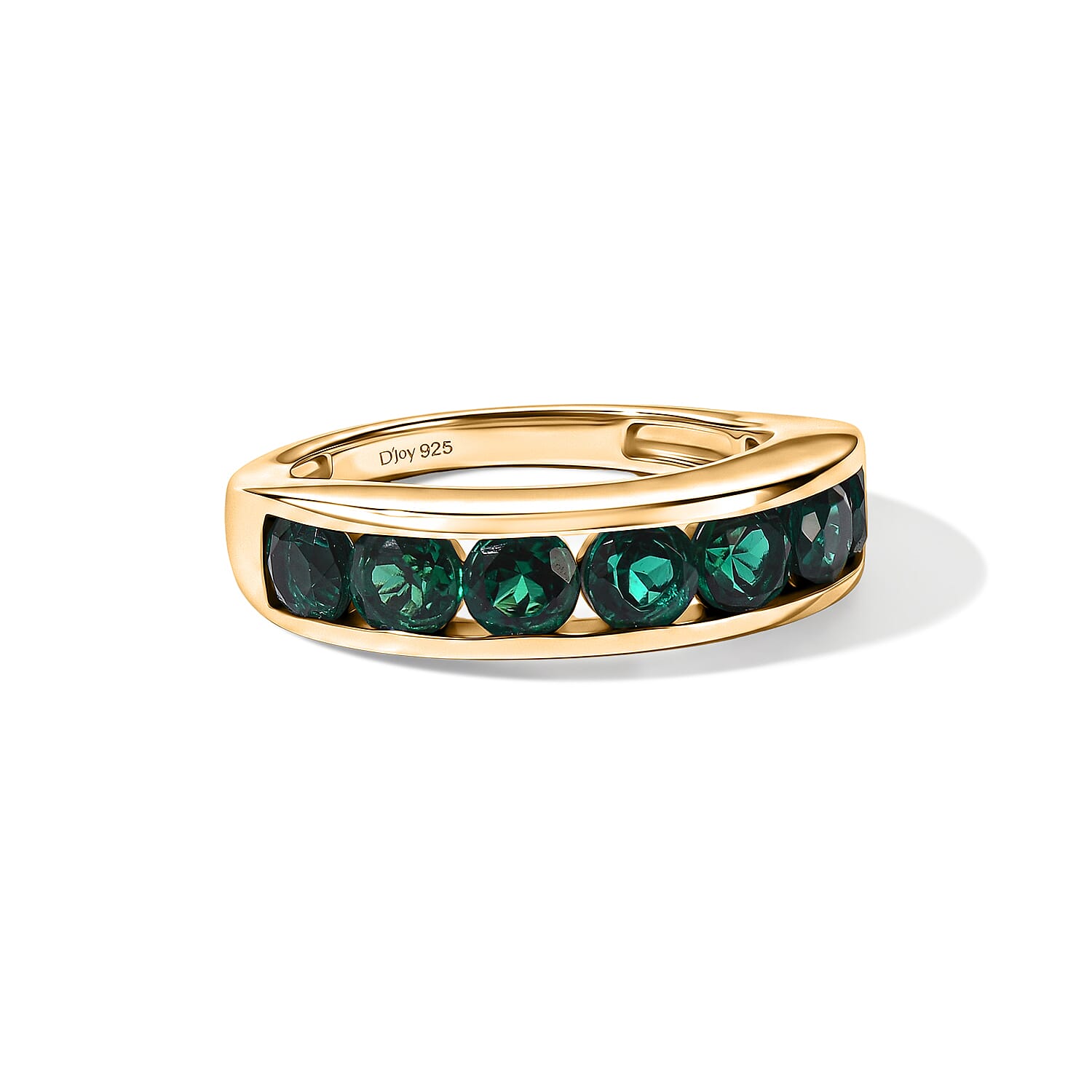 D'Joy - Lab Grown Emerald Ring in 18K Vermeil Yellow Gold Plated Sterling Silver 1.92 Ct.