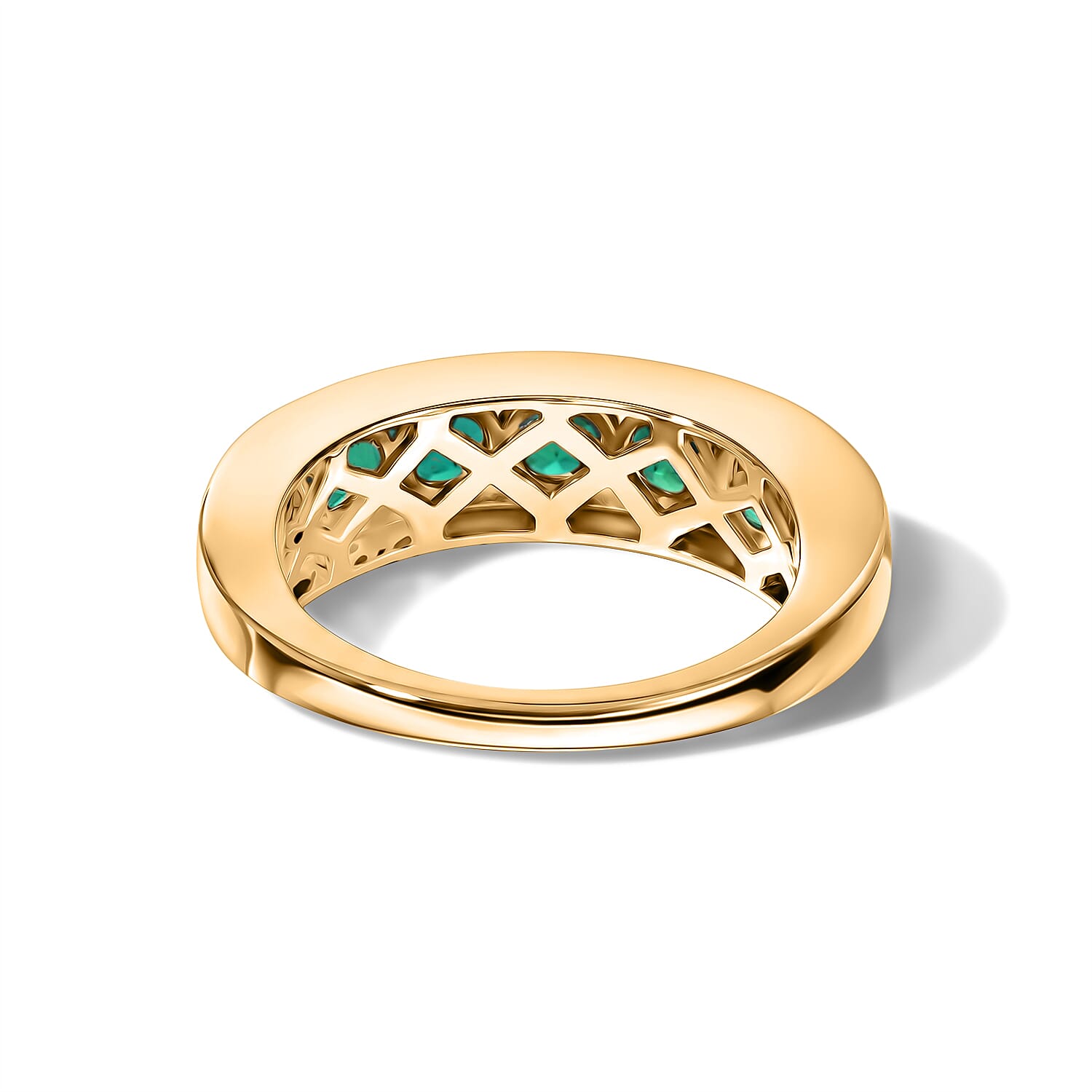 D'Joy - Lab Grown Emerald Ring in 18K Vermeil Yellow Gold Plated Sterling Silver 1.92 Ct.