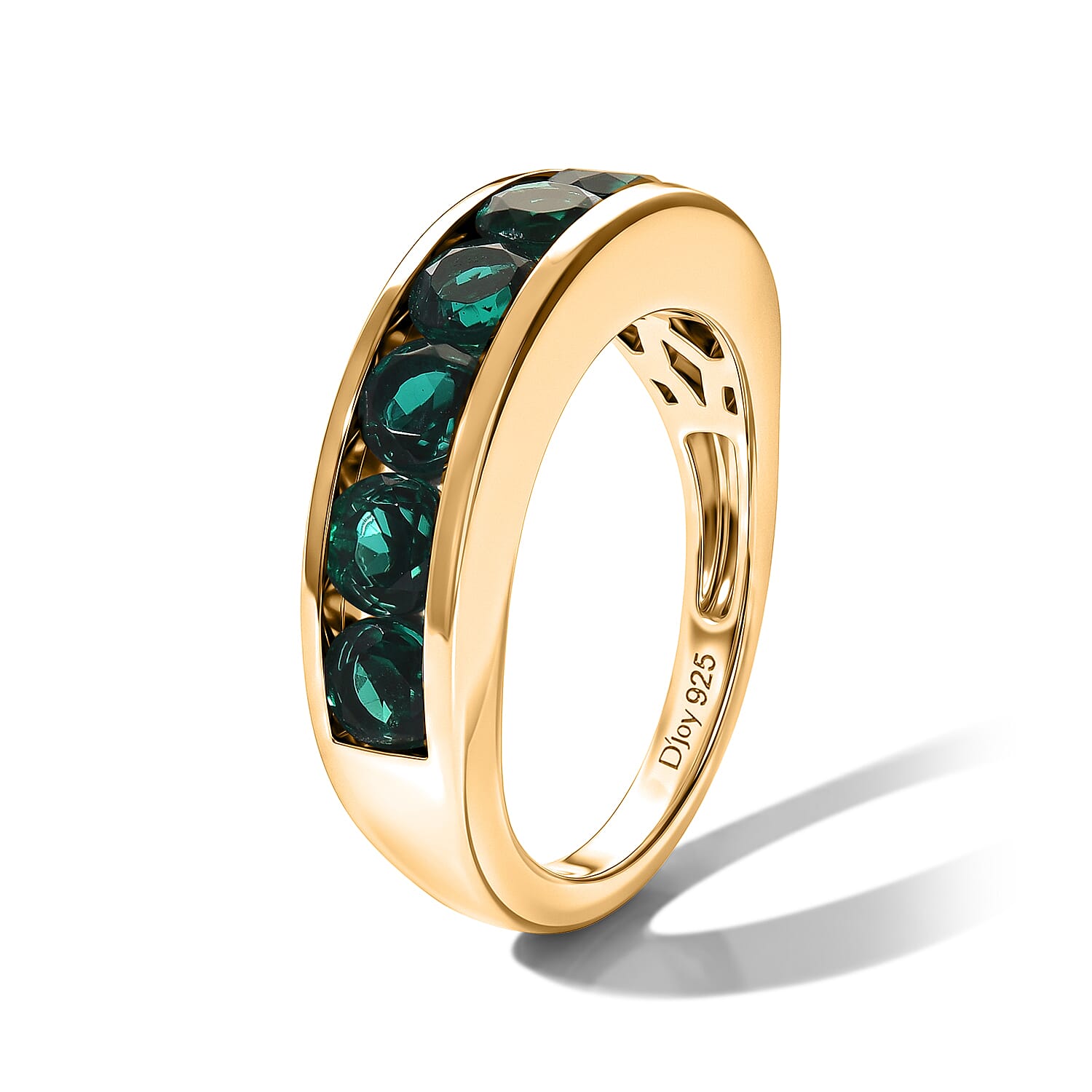 D'Joy - Lab Grown Emerald Ring in 18K Vermeil Yellow Gold Plated Sterling Silver 1.92 Ct.