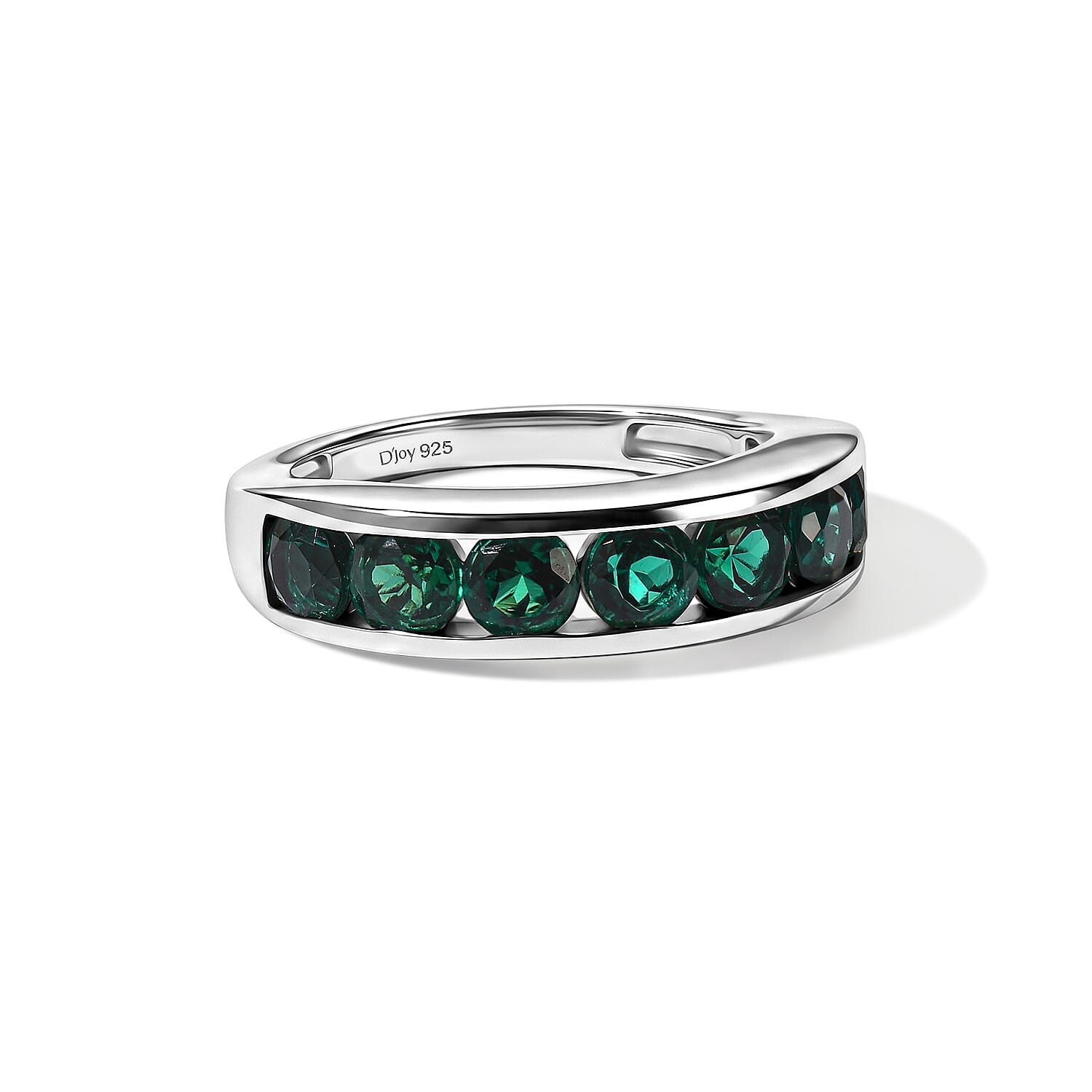 D'Joy - Lab Grown Emerald Ring in Rhodium Overlay Sterling Silver  1.92 Ct.