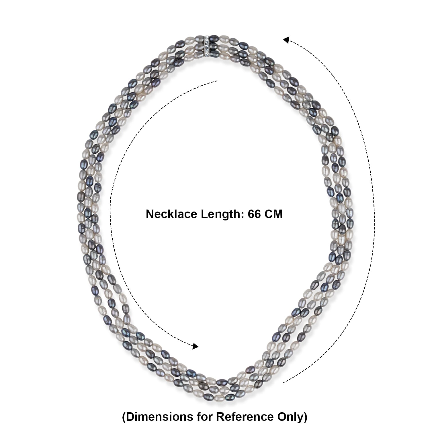 LA Closeout Deals Peacock Pearl & White Water Pearl Three Row Necklace (Size - 26)