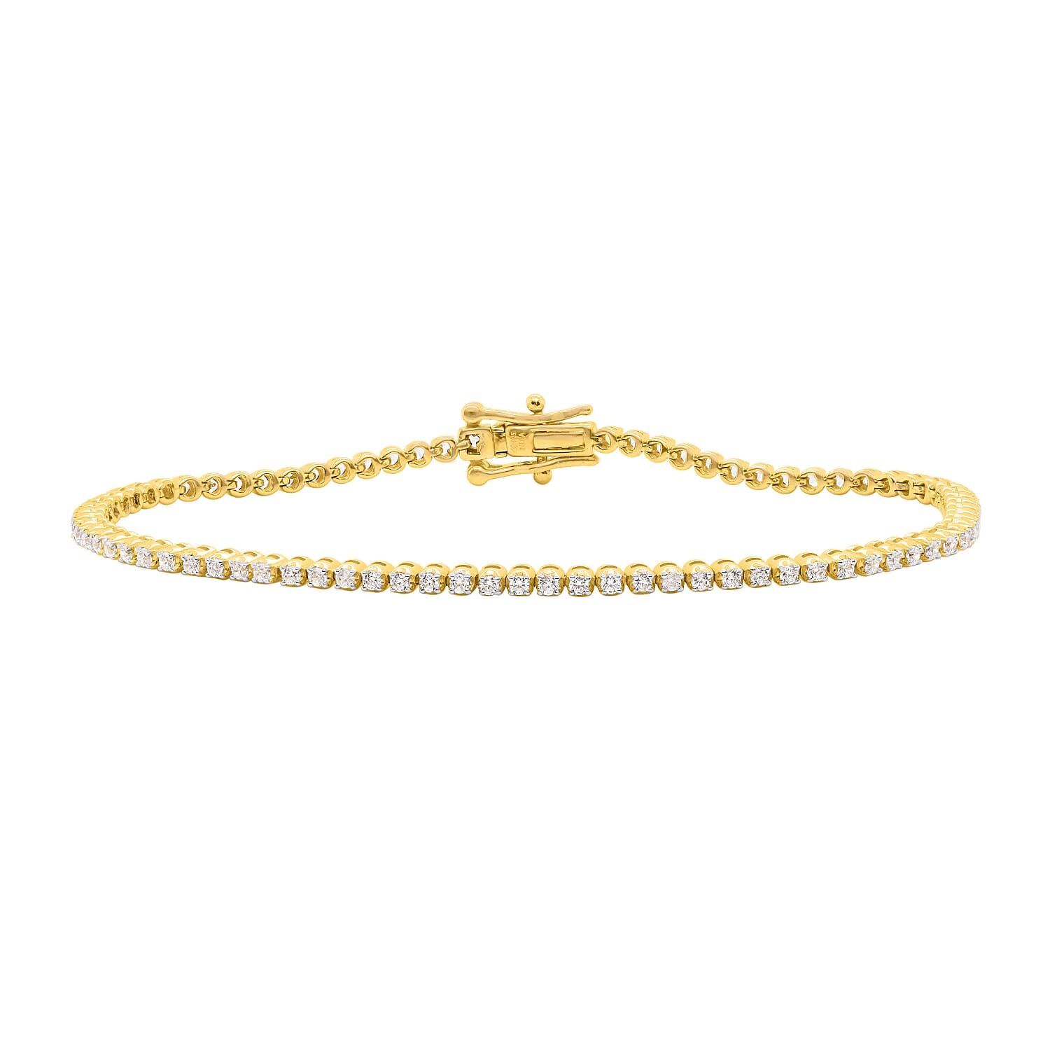 14K Yellow Gold Champagne Diamond (SI) Tennis Bracelet (Size - 7.25) 1.00 Ct, Gold Wt. 5.60 Gms