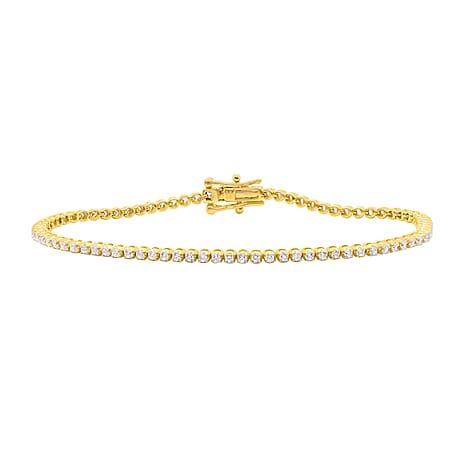 14K Yellow Gold Champagne Diamond (SI) Tennis Bracelet (Size - 7.25) 1.00 Ct, Gold Wt. 5.60 Gms