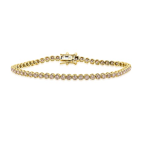 14K Yellow Gold Champagne Diamond (SI) Tennis Bracelet (Size - 7.25) 3.00 Ct, Gold Wt. 6.80 Gms