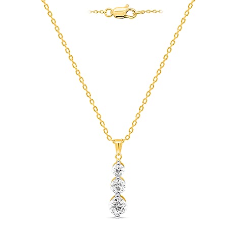 14K Yellow Gold White Diamond (I3-G-H) Adjustable Pendant with Chain (Size - 18-20) - 0.50 Ct.