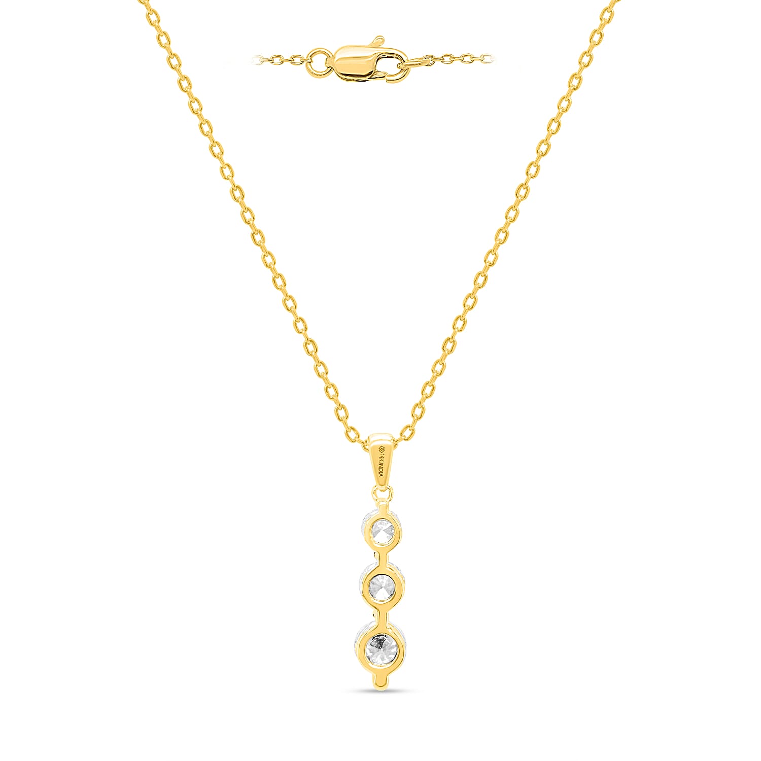 14K Yellow Gold White Diamond (I3-G-H) Adjustable Pendant with Chain (Size - 18-20) - 0.50 Ct.
