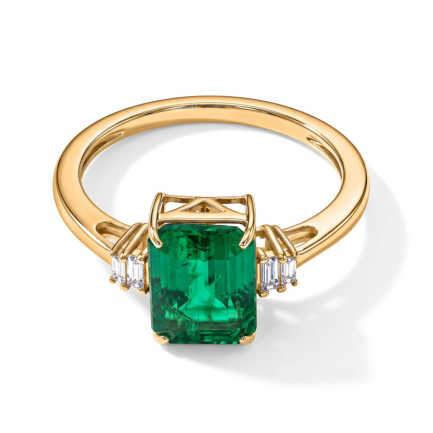 Tony Diniz Collection - Luxoro 14K Yellow Gold AAA Gemfields Zambian Emerald & Natural Diamond Ring 2.50 Ct.
