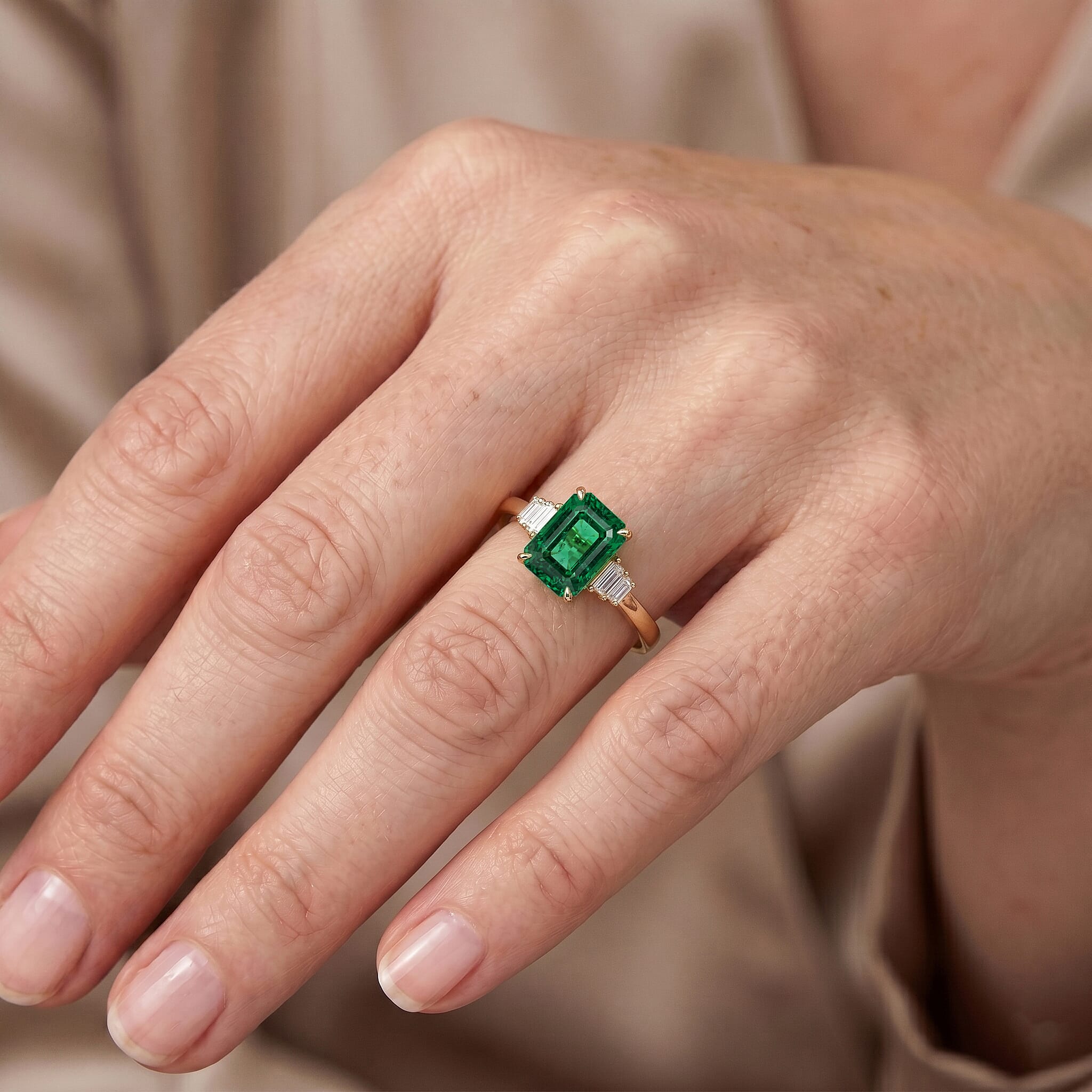 Tony Diniz Collection - Luxoro 14K Yellow Gold AAA Gemfields Zambian Emerald & Natural Diamond Ring 2.50 Ct.