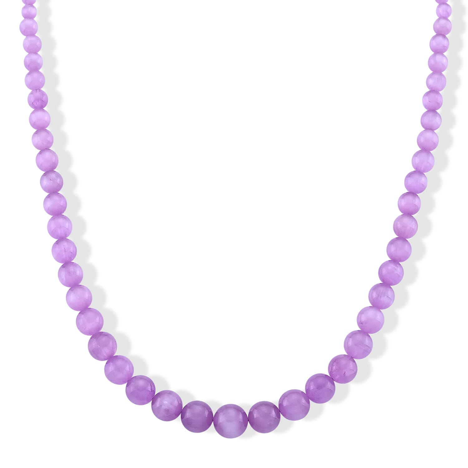 D'Joy - Kunzite Graduated Beads Necklace (Size - 22) in Rhodium Overlay Sterling Silver 380.00 Ct.