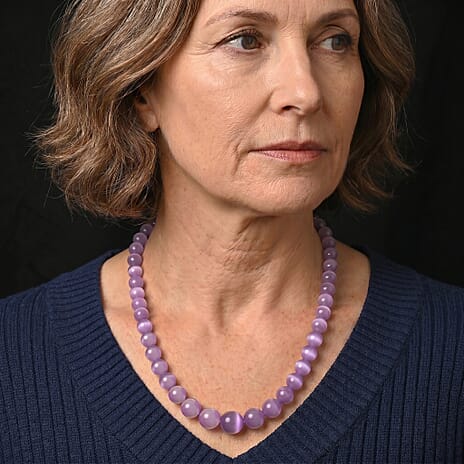 D'Joy - Kunzite Graduated Beads Necklace (Size - 22) in Rhodium Overlay Sterling Silver 380.00 Ct.