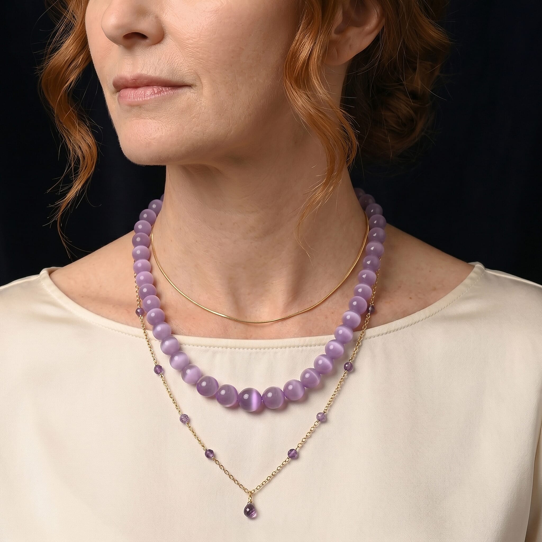 D'Joy - Kunzite Graduated Beads Necklace (Size - 22) in Rhodium Overlay Sterling Silver 380.00 Ct.
