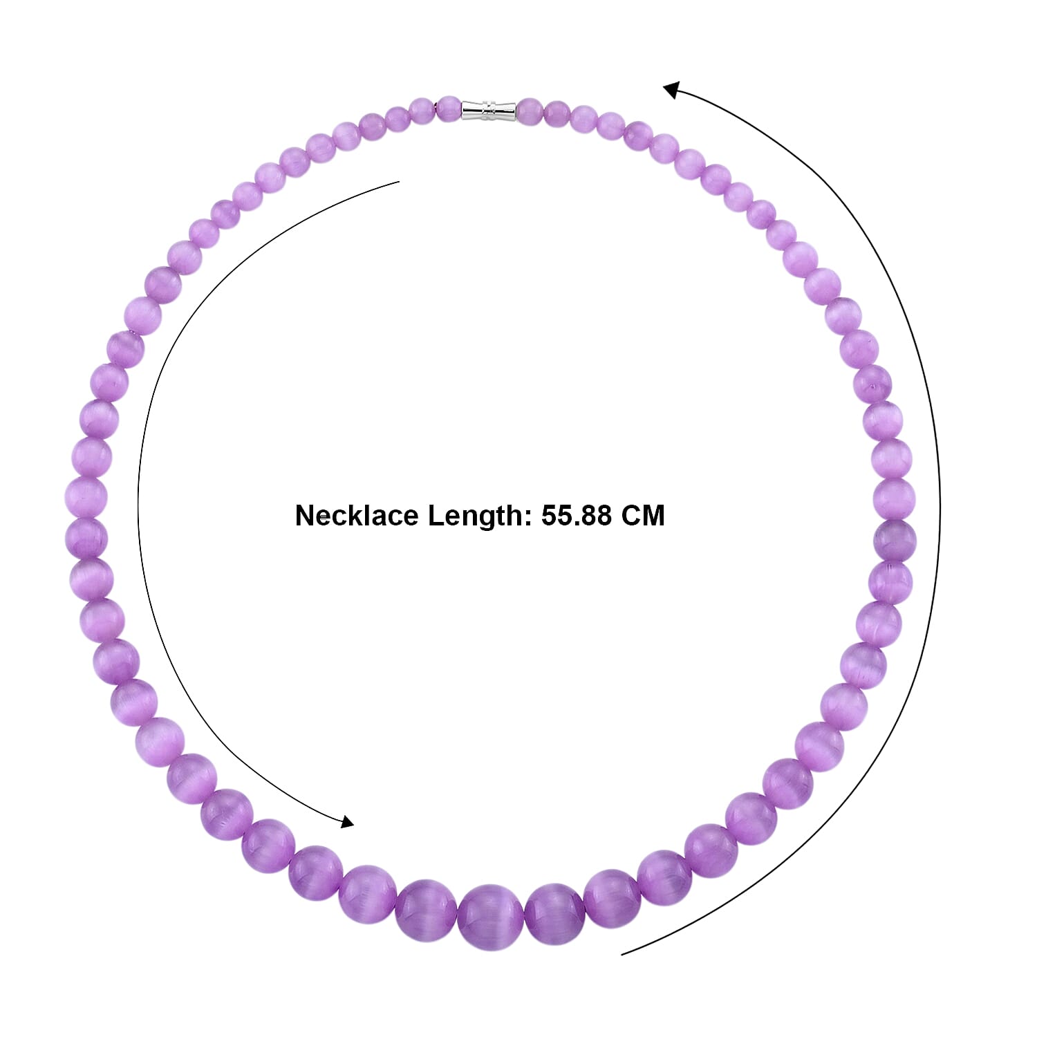 D'Joy - Kunzite Graduated Beads Necklace (Size - 22) in Rhodium Overlay Sterling Silver 380.00 Ct.