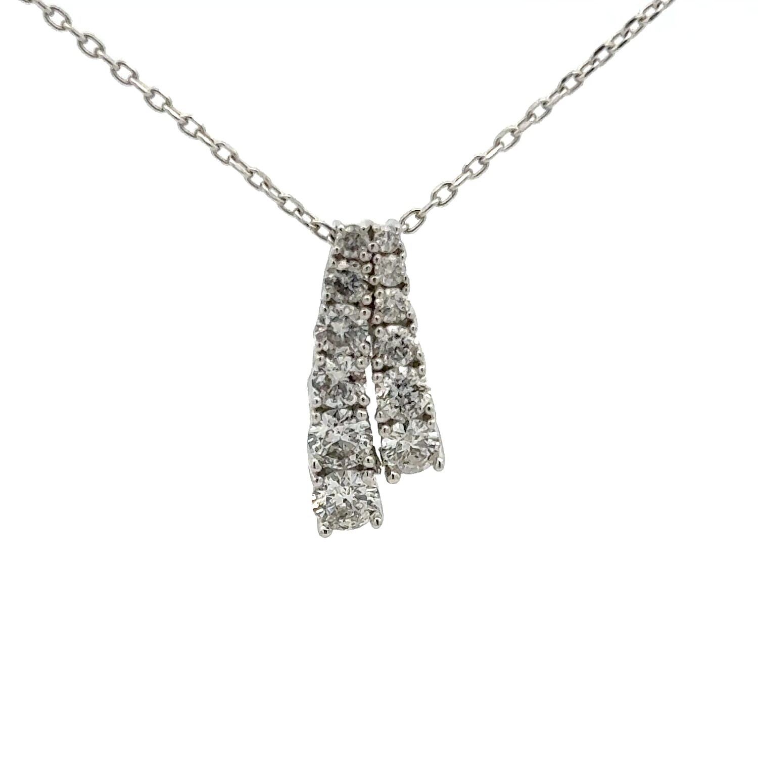 14K White Gold Diamond Adjustable Pendant with Chain (Size - 16-18) 0.75 Ct, Gold Wt. 3.50 Gms