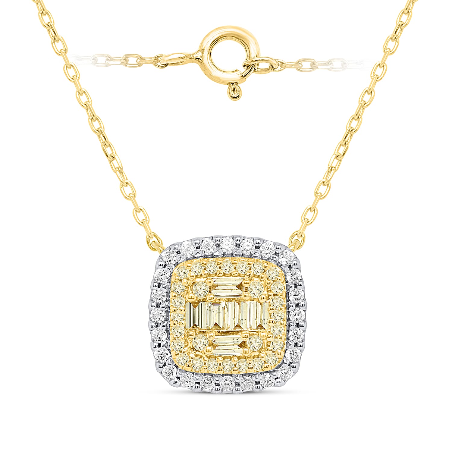 14K Yellow Gold White Diamond Necklace (Size - 18) 0.50 Ct, Gold Wt. 3.50 Gms