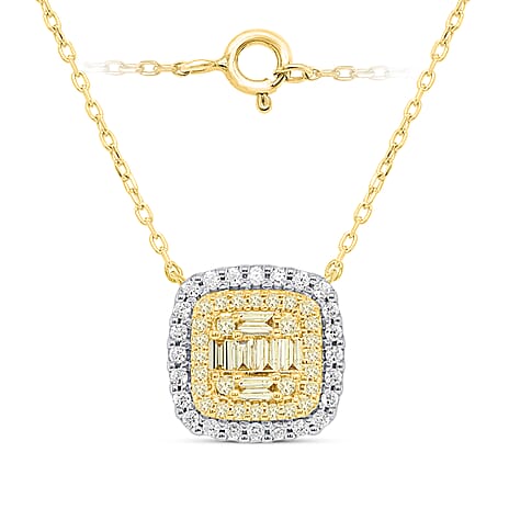 14K Yellow Gold White Diamond Necklace (Size - 18) 0.50 Ct, Gold Wt. 3.50 Gms