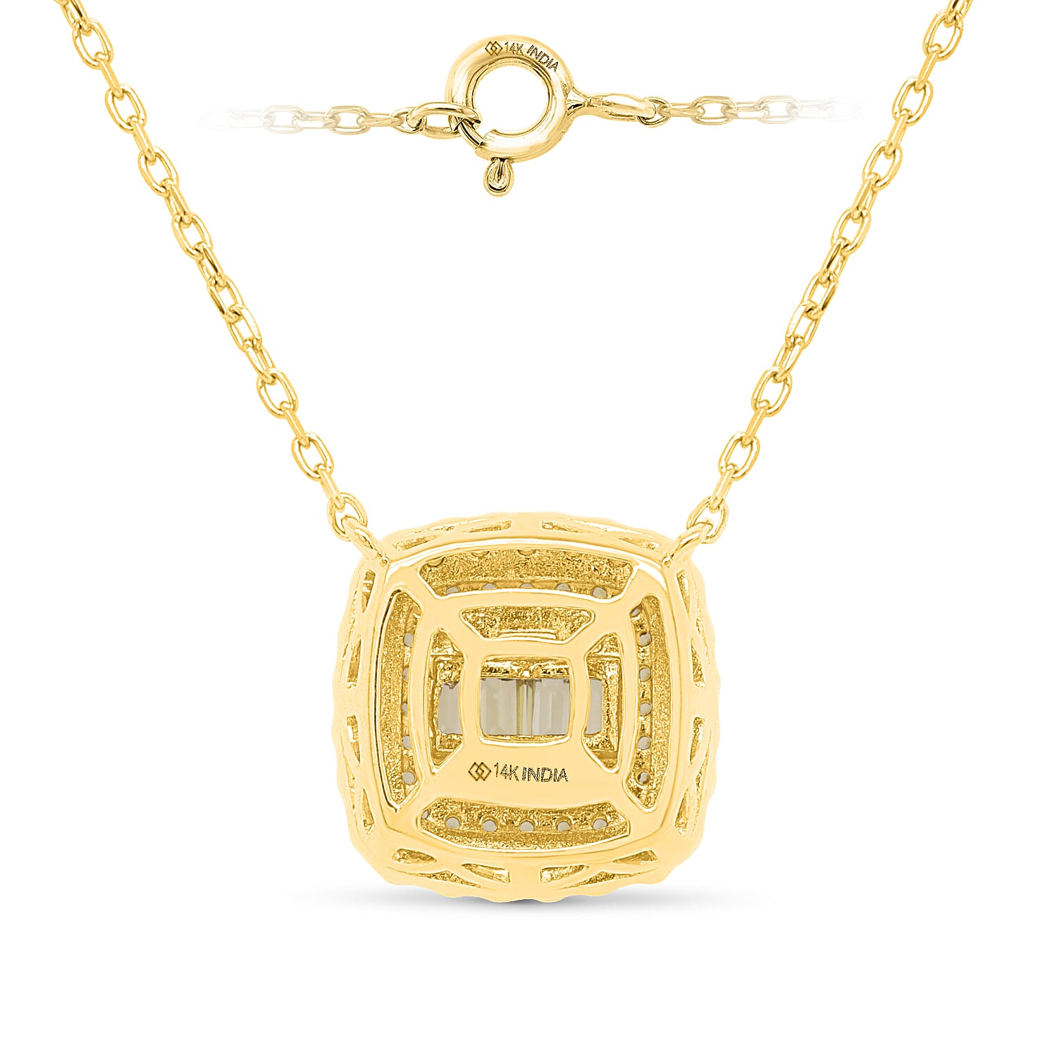 14K Yellow Gold White Diamond Necklace (Size - 18) 0.50 Ct, Gold Wt. 3.50 Gms
