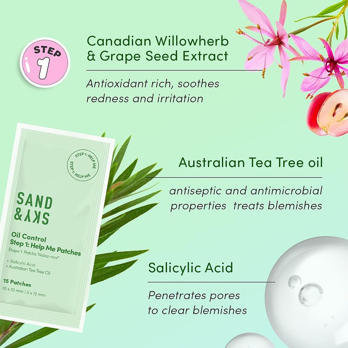 Sand & Sky Oil Control - Dual Action Blemish Patches 72s
