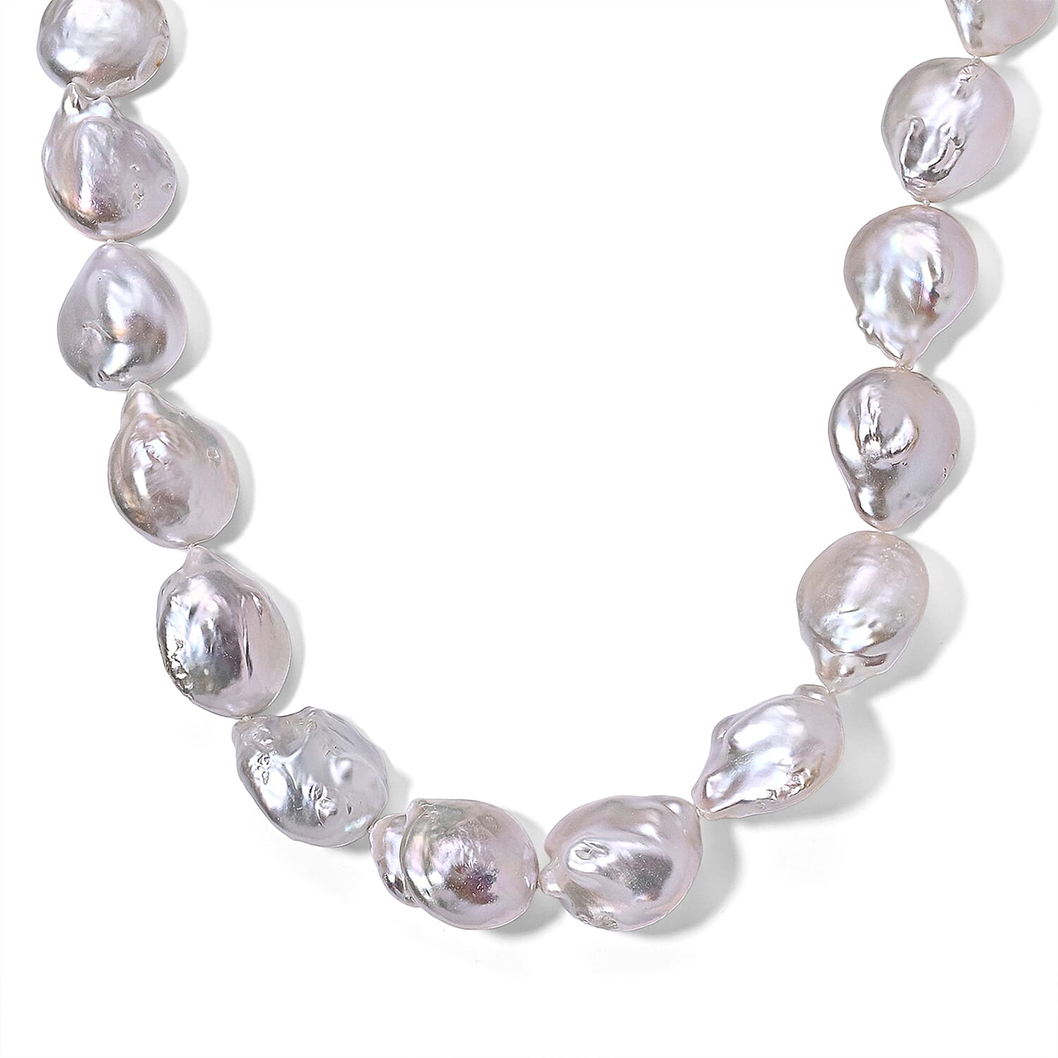 D'Joy - White Keshi Pearl Adjustable Beads Necklace (Size - 20-2 Ext) in Rhodium Overlay Sterling Silver 800.00 Ct.
