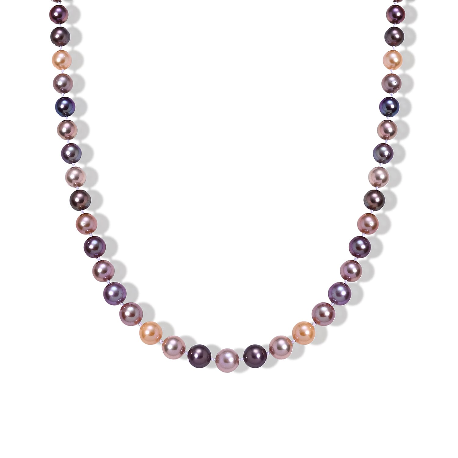 D'Joy - Multi Color Edison Pearl (9-11mm) Beads Necklace (Size - 20) with Magnetic Clasp in Yellow Gold Plated Sterling Silver 300.00 Ct.