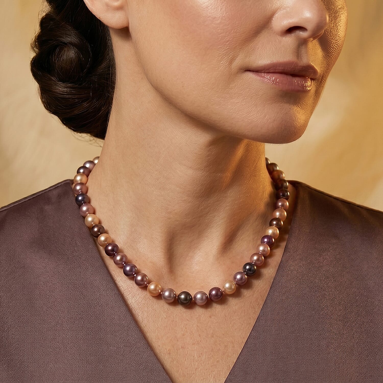 D'Joy - Multi Color Edison Pearl (9-11mm) Beads Necklace (Size - 20) with Magnetic Clasp in Yellow Gold Plated Sterling Silver 300.00 Ct.