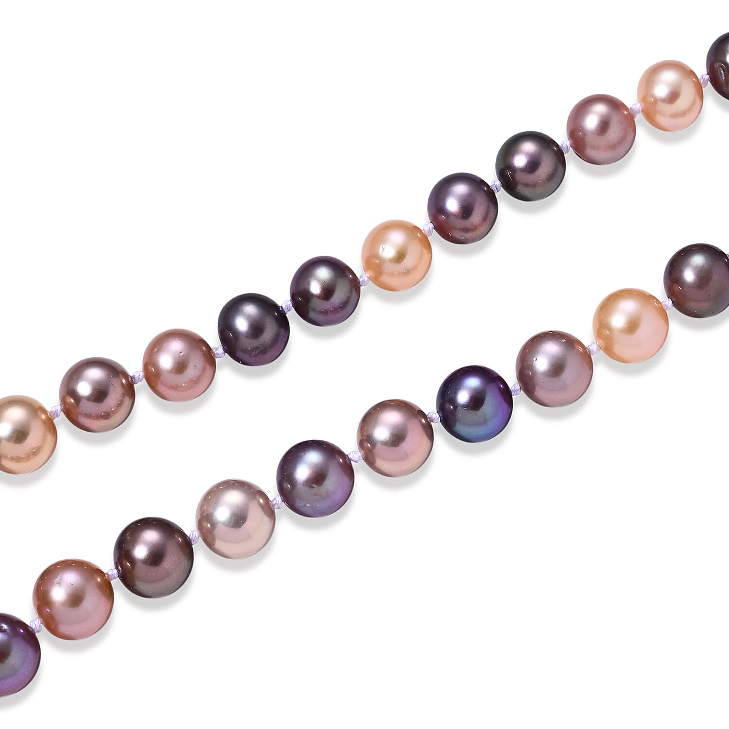 D'Joy - Multi Color Edison Pearl (9-11mm) Beads Necklace (Size - 20) with Magnetic Clasp in Yellow Gold Plated Sterling Silver 300.00 Ct.