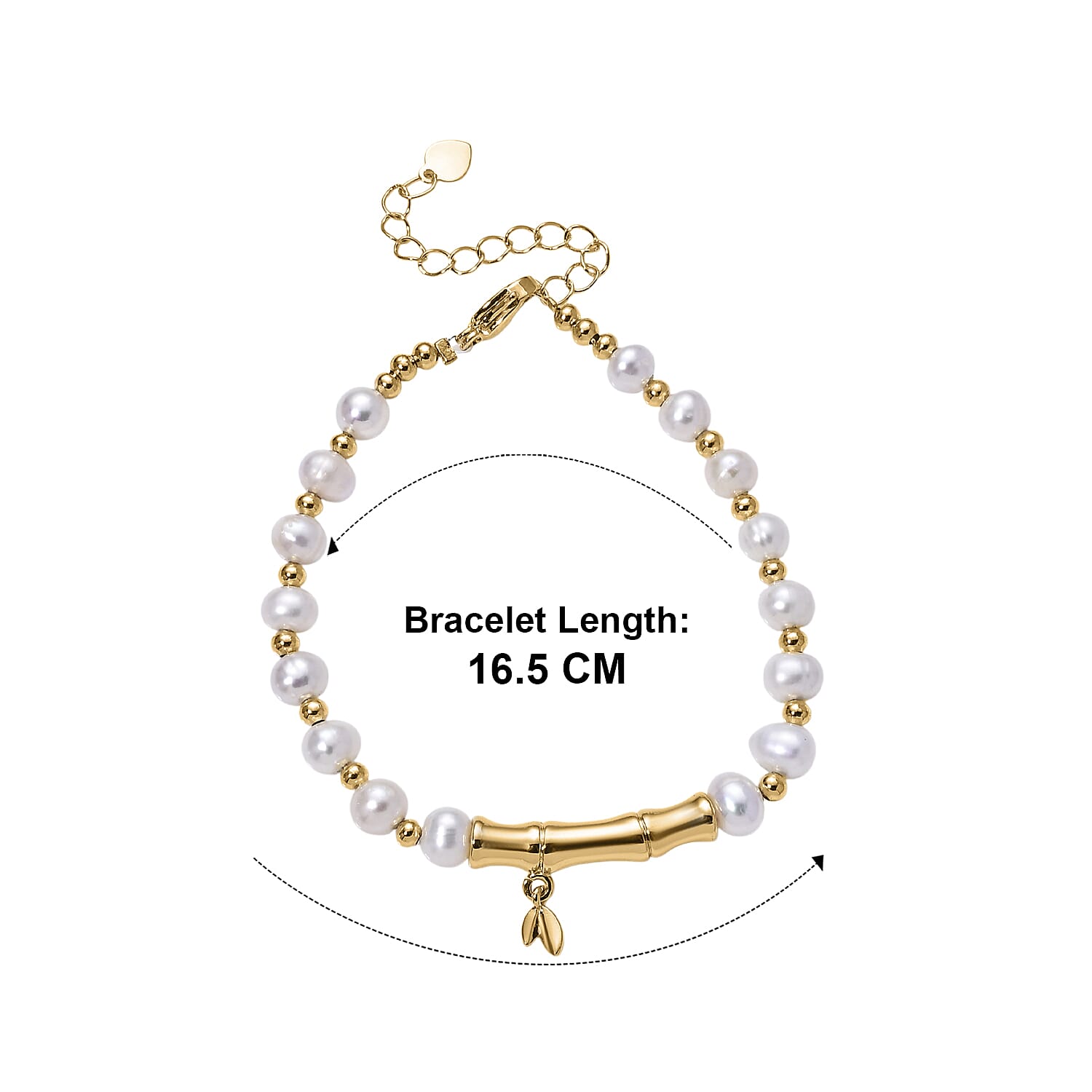 White Fresh Water Pearl Adjustable Beads Bracelet (Size - 6.5-2) in Yellow Gold Tone 15.00 Ct.