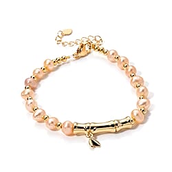Multi Color Fresh Water Pearl Adjustable Beads Bracelet (Size - 6.5-2 Ext) in Yellow Gold Tone 15.00 Ct.