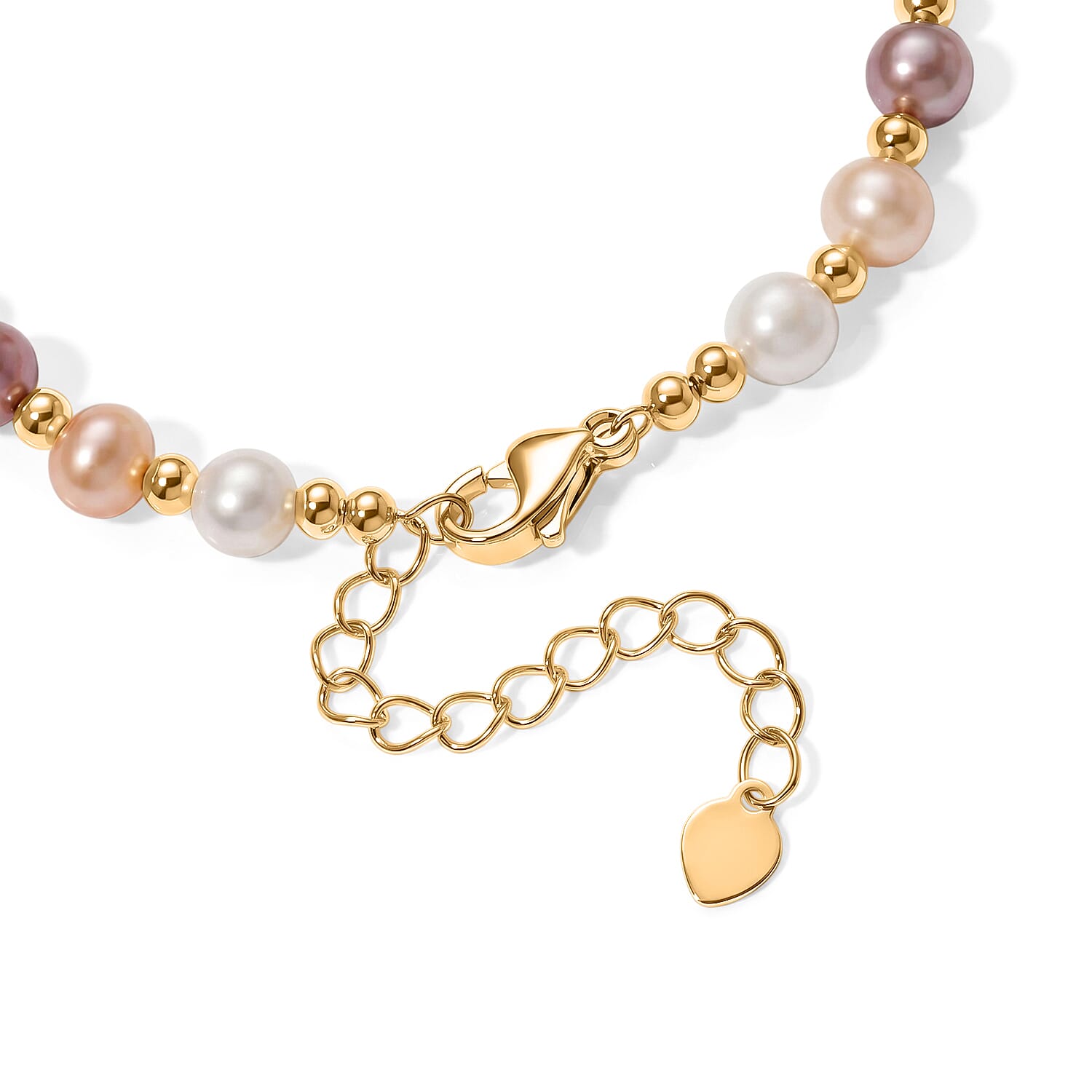 Multi Color Keshi Pearl & Multi Color Fresh Water Pearl Adjustable Beads Bracelet (Size 6.5-2 Ext) in Yellow Gold Tone 20.00 Ct.
