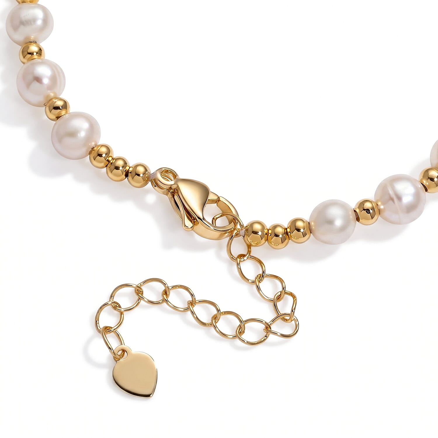 Multi Color Keshi Pearl & White Fresh Water Pearl Adjustable Beads Bracelet (Size - 6.5-2 Ext) in Yellow Gold Tone 20.00 Ct.