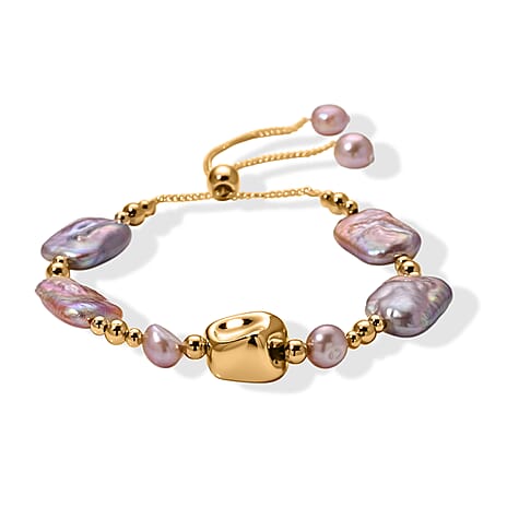 Multi Color Keshi Pearl & Multi Color Fresh Water Pearl Adjustable Beads Bracelet (Size 6.5-9)