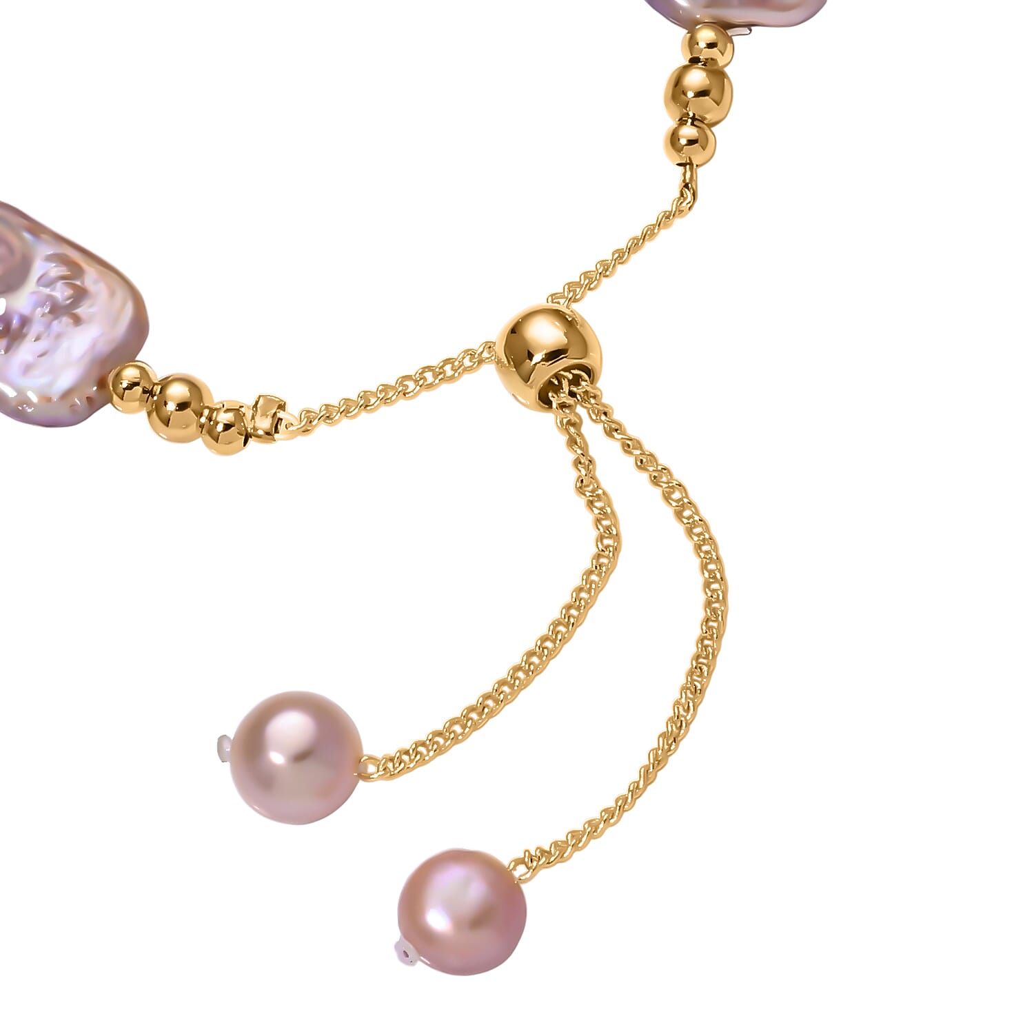 Multi Color Keshi Pearl & Multi Color Fresh Water Pearl Adjustable Beads Bracelet (Size 6.5-9)