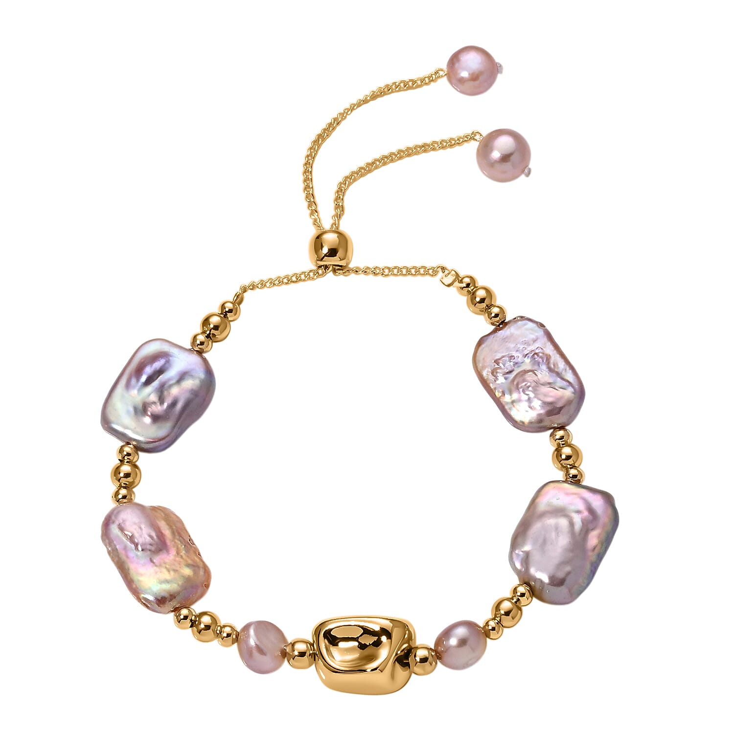 Multi Color Keshi Pearl & Multi Color Fresh Water Pearl Adjustable Beads Bracelet (Size 6.5-9)