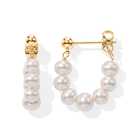 White Fresh Water Pearl Beads Earring with Push Back 8.00 Ct.