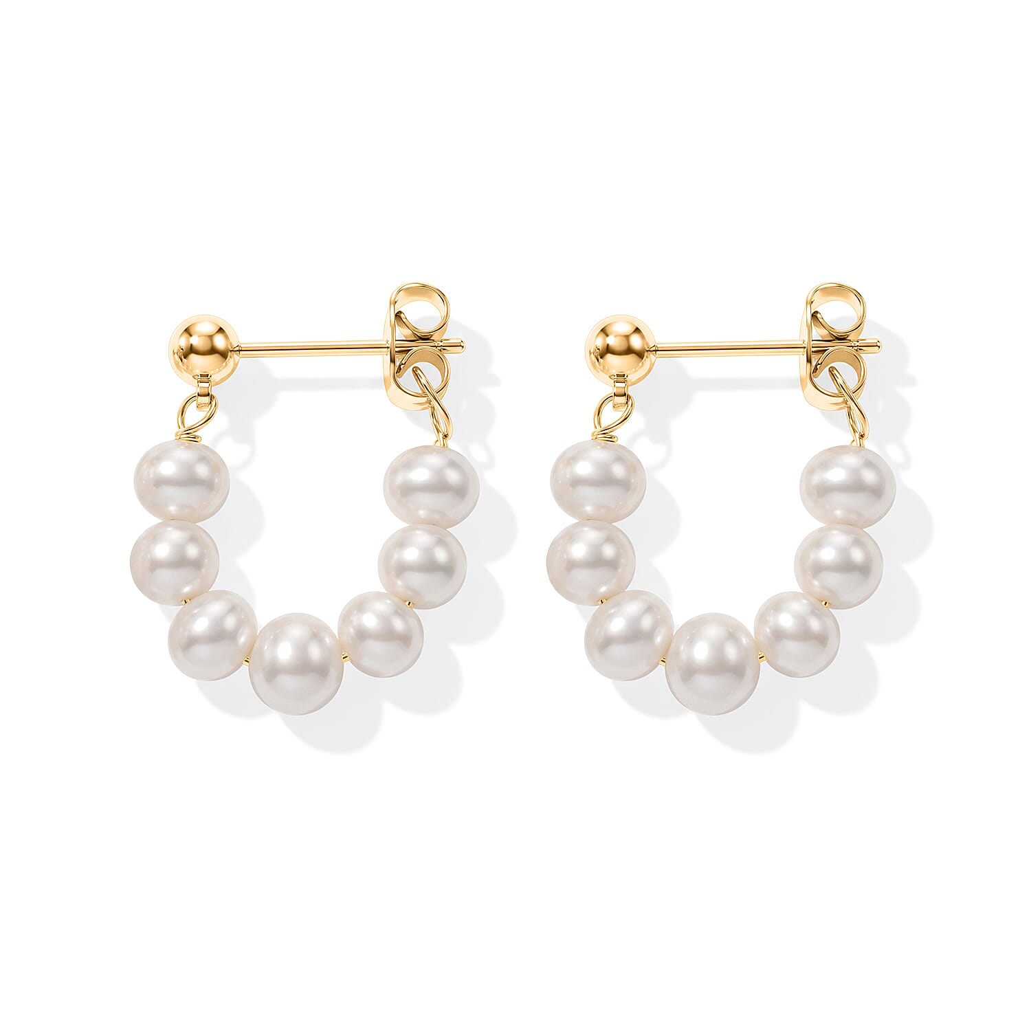 White Fresh Water Pearl Beads Earring with Push Back 8.00 Ct.