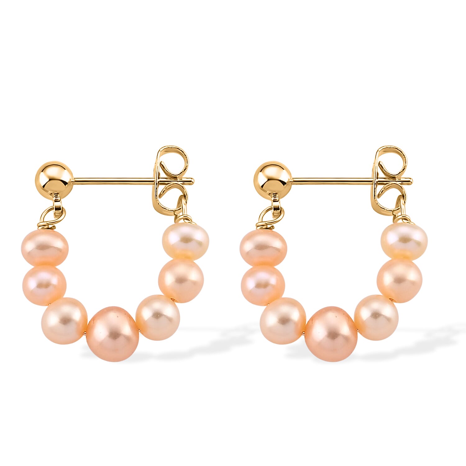 Peach Fresh Water Pearl Beads Earring with Push Back 8.00 Ct.