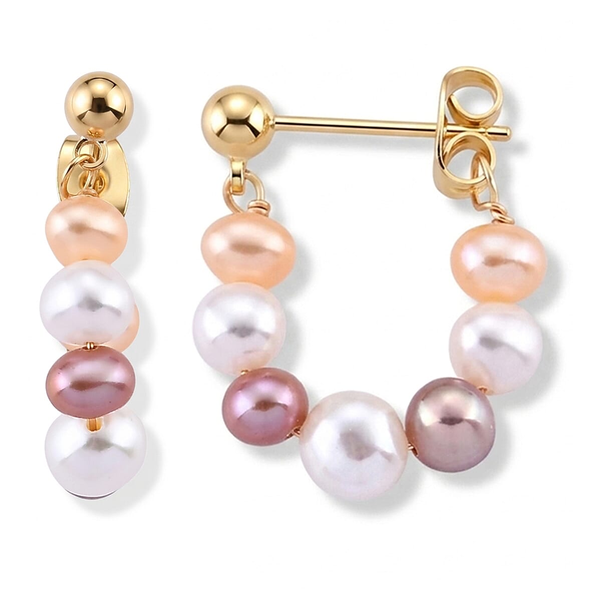 Multi Color Fresh Water Pearl Beads Earring with Push Back 8.00 Ct.