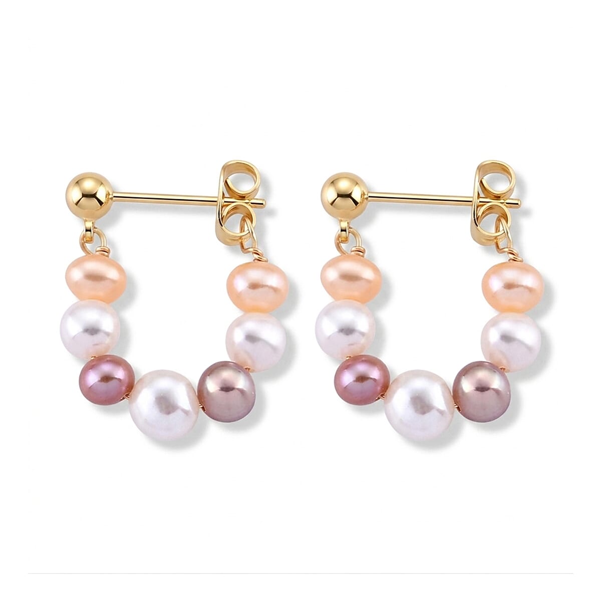 Multi Color Fresh Water Pearl Beads Earring with Push Back 8.00 Ct.