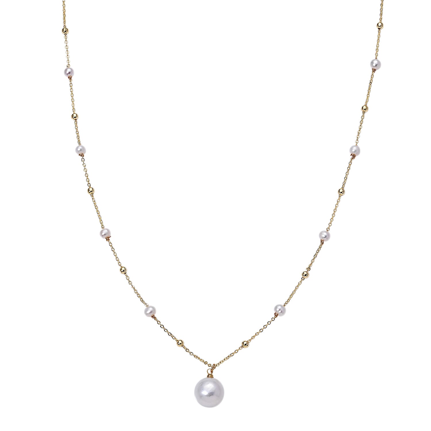 Edison Pearl & White Fresh Water Pearl Adjustable  Necklace   (Size - 18-2 Ext)
