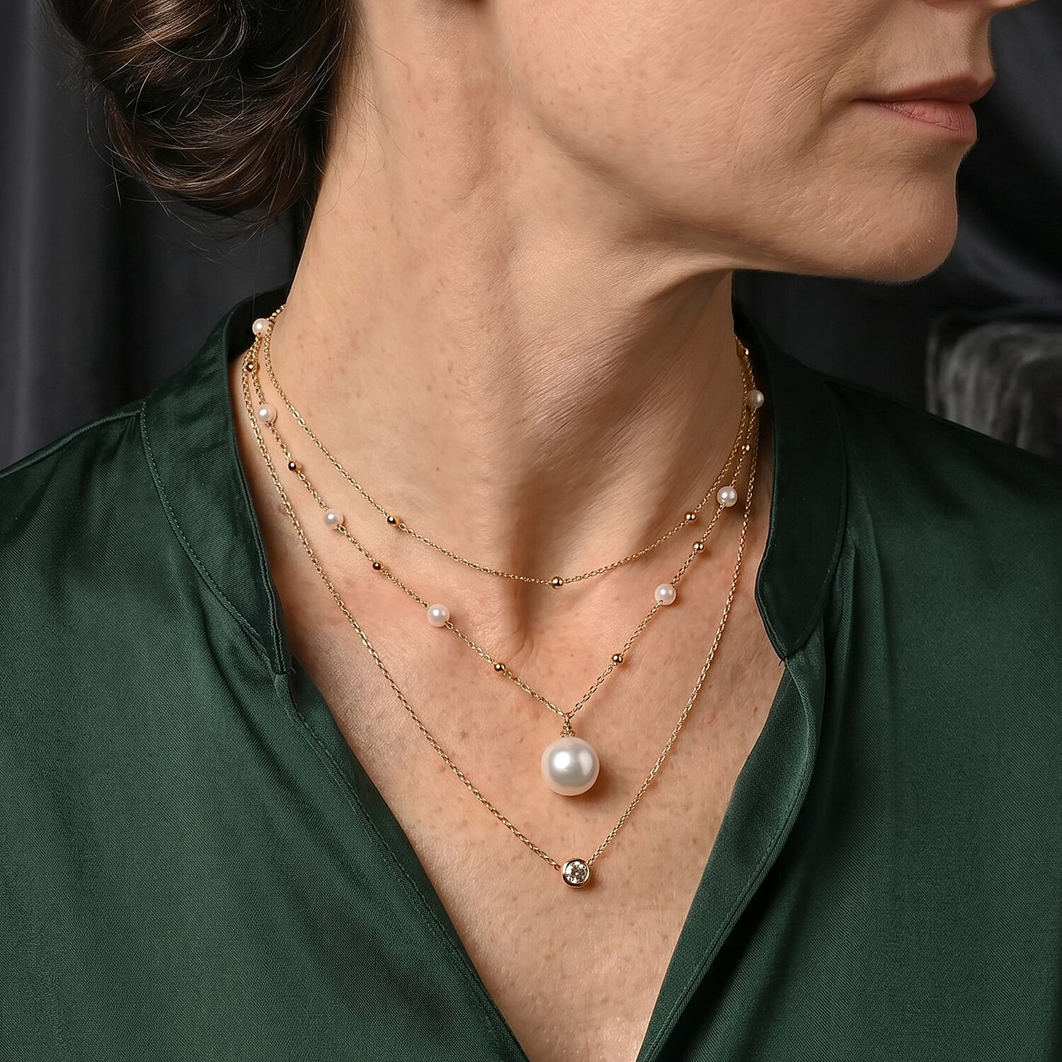Edison Pearl & White Fresh Water Pearl Adjustable  Necklace   (Size - 18-2 Ext)