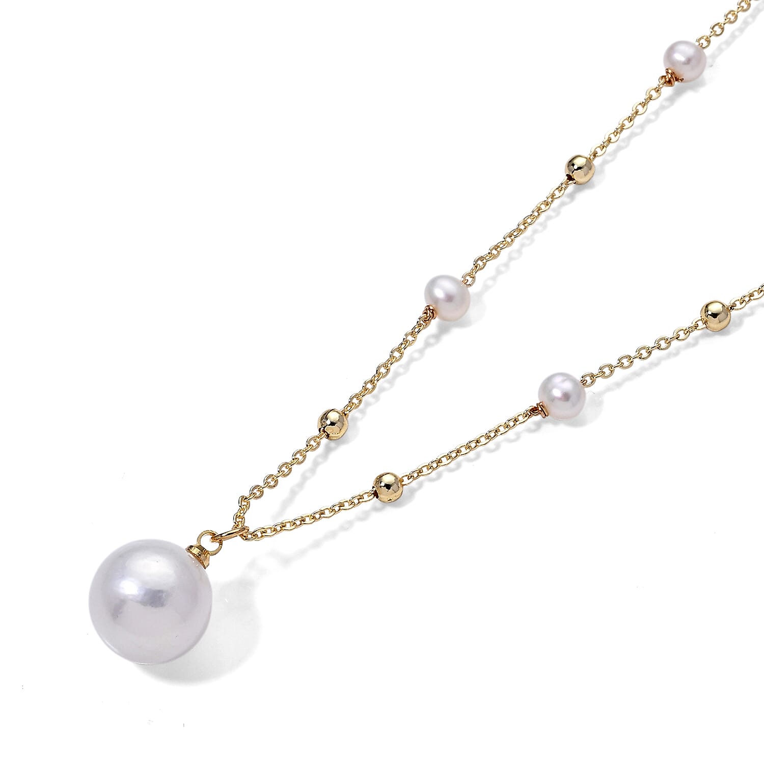 Edison Pearl & White Fresh Water Pearl Adjustable  Necklace   (Size - 18-2 Ext)